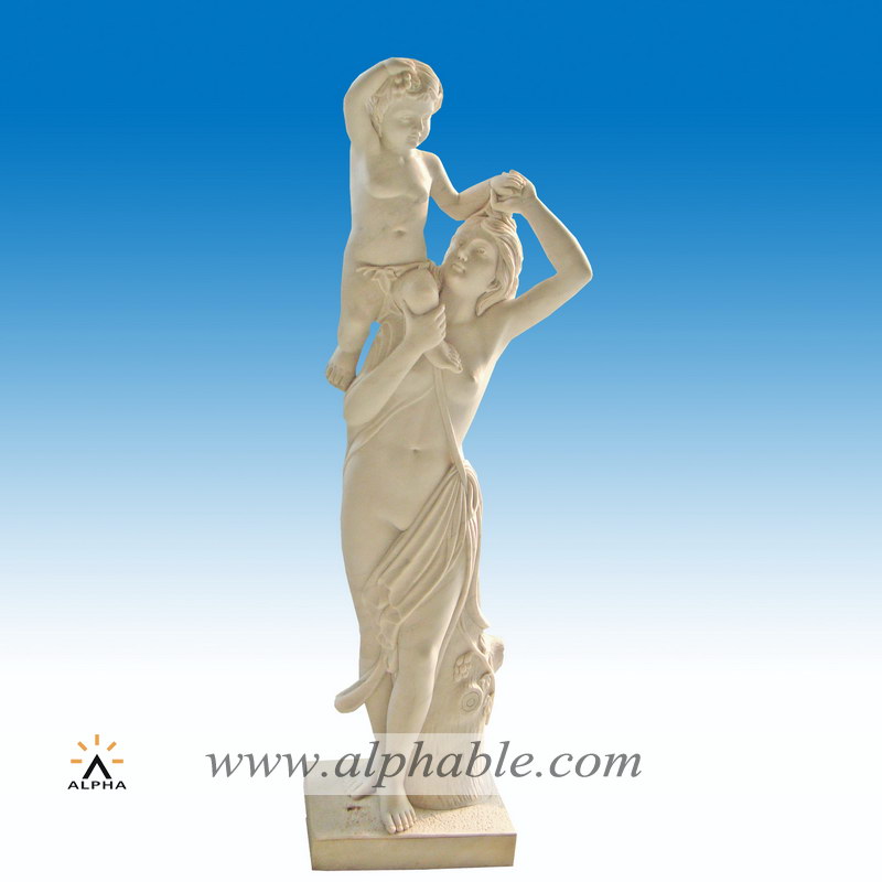 Marble baby on mother shoulder statue SS-190