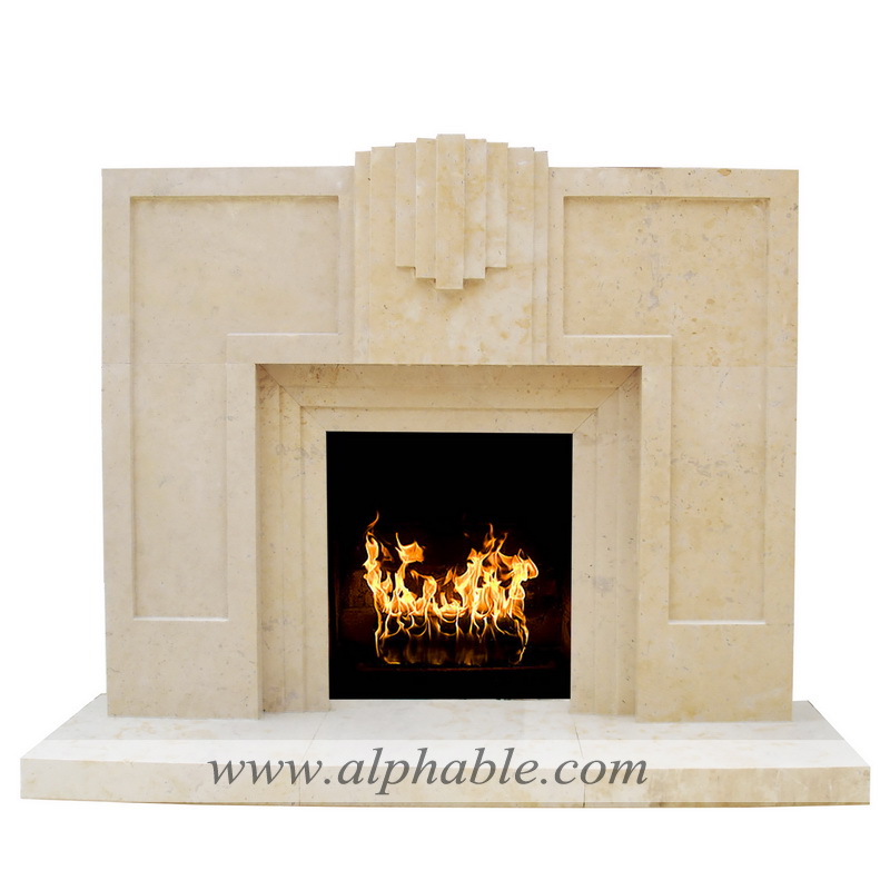 Modern limestone fireplace SF-074