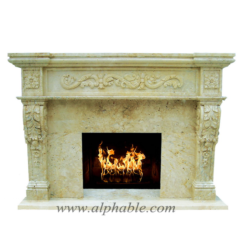 Golden travertine fireplace mantel SF-126