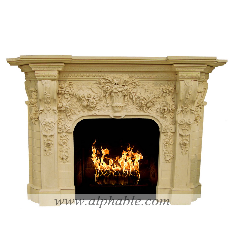 Natural marble fireplace with flowers SF-152