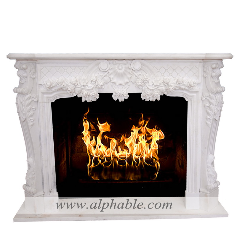 White marble fireplace with flowers SF-232