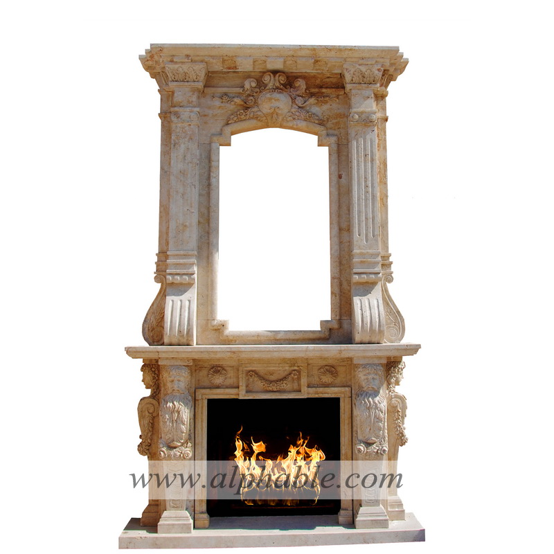 Carved stone large overmantel SF-252