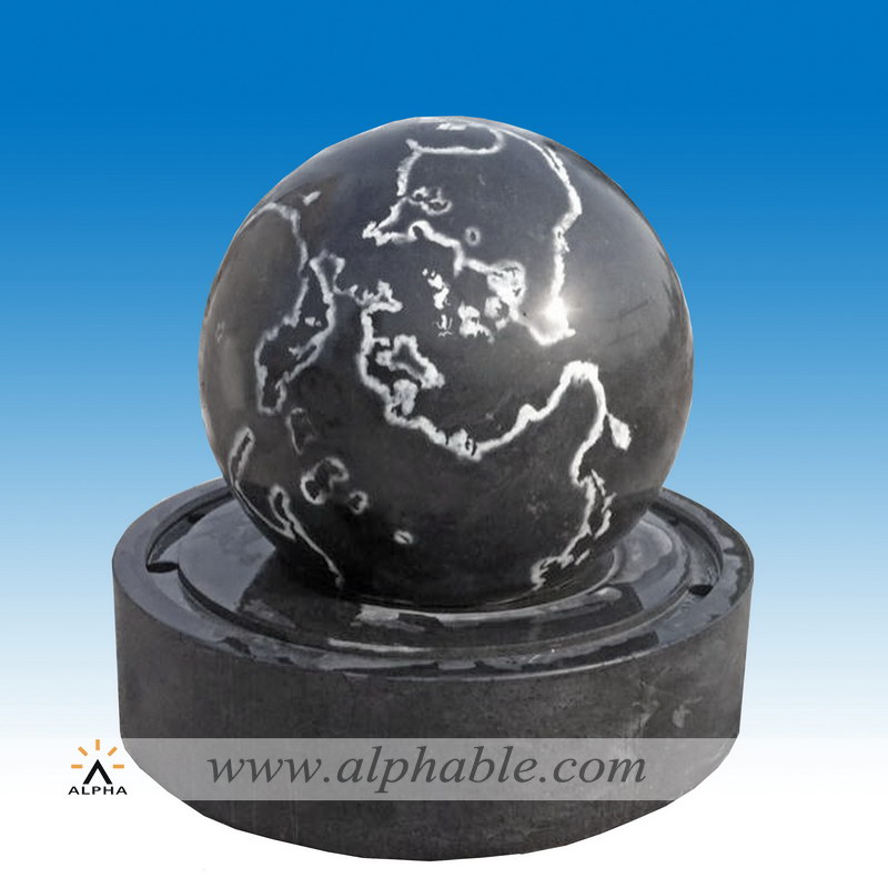 Black granite sphere fountain outdoor SZF-079