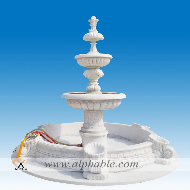 White marble fountain pool water features SZF-080