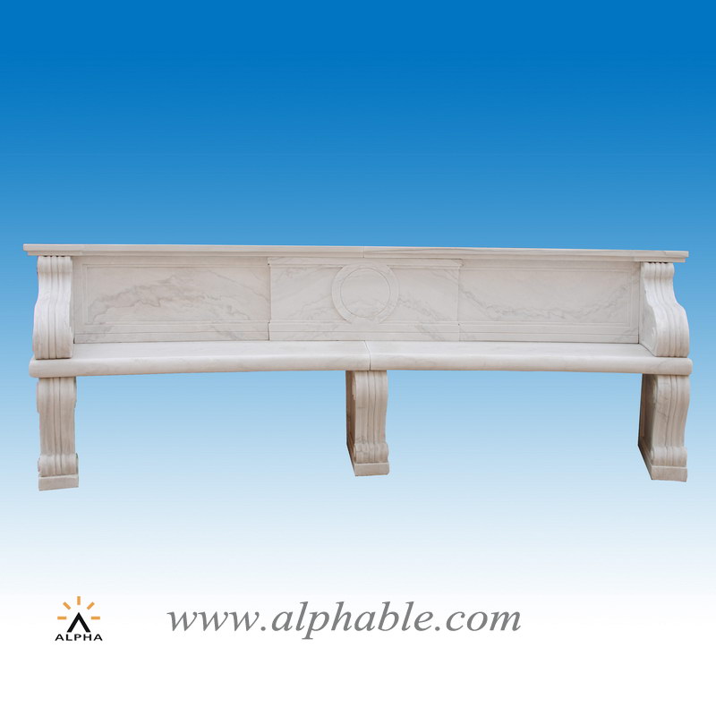 Carved white marble bench STB-040