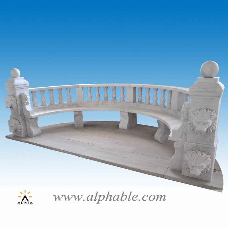 Stone garden benches with backs STB-044