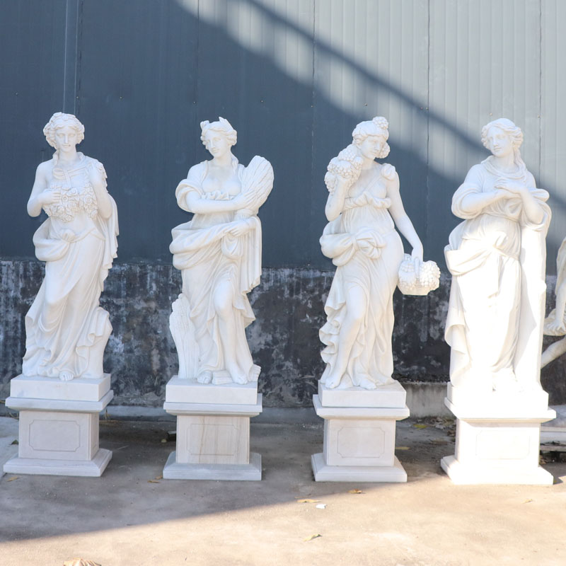 White marble four season goddess statues H180+45 cm