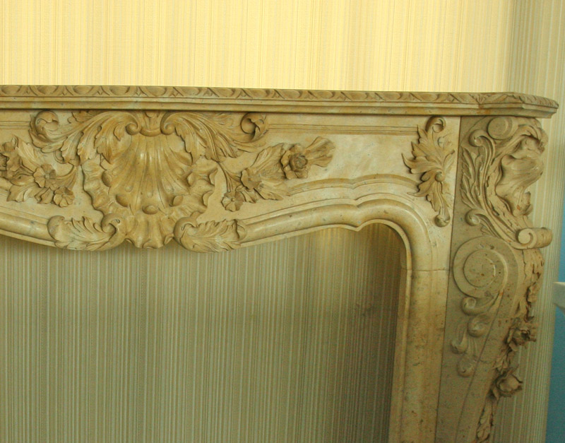 limestone fireplace mantel