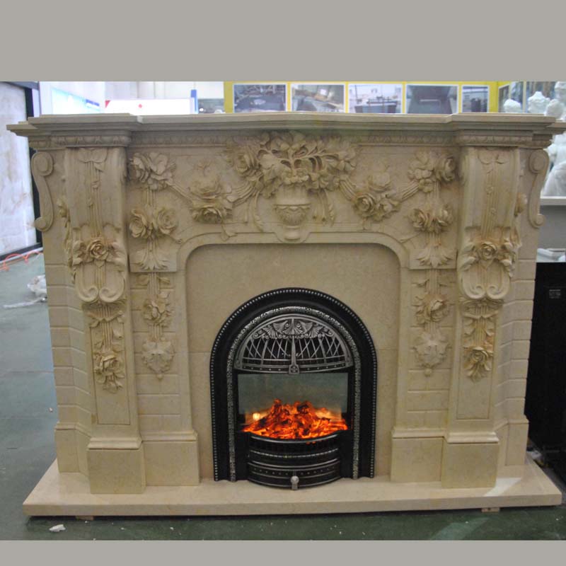 Beige marble fireplace DSC_4127