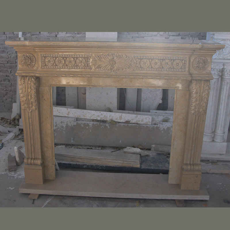 Royal beige stone fireplace mantel DSC_9431