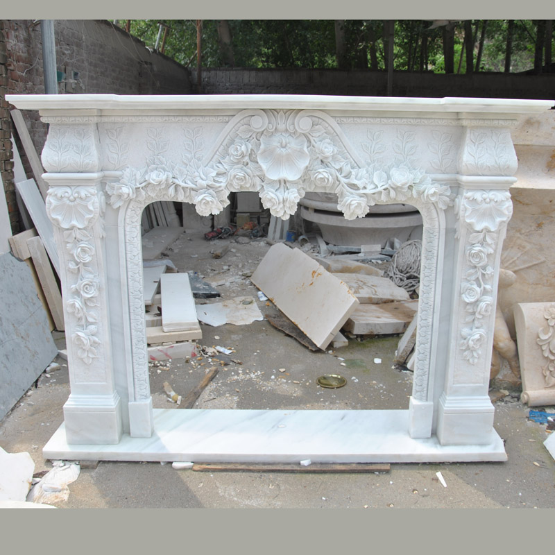 Spanish white marble fireplace IMG71432