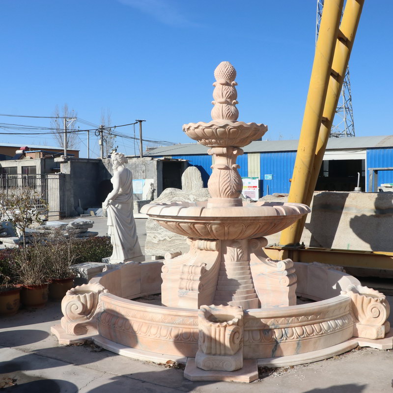 Sunset red marble fountain height 300 diameter 400cm