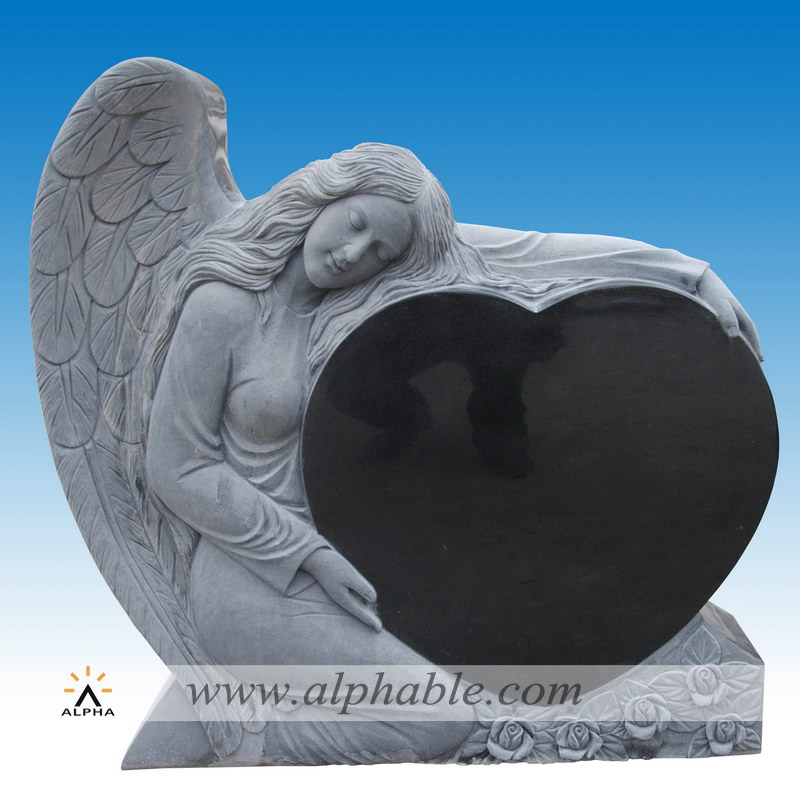 Granite heart angel headstone SM-036