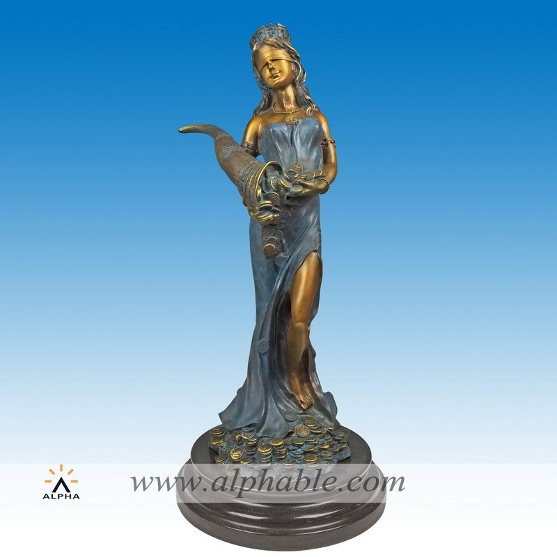 Bronze Fortuna with coins statue