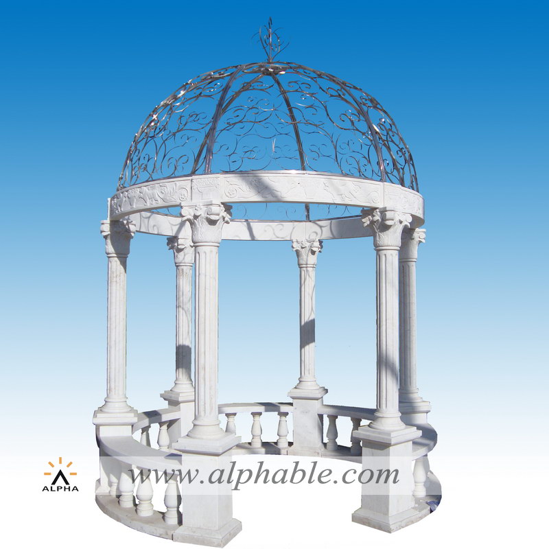 Iron art top carved stone gazebo  SG-009