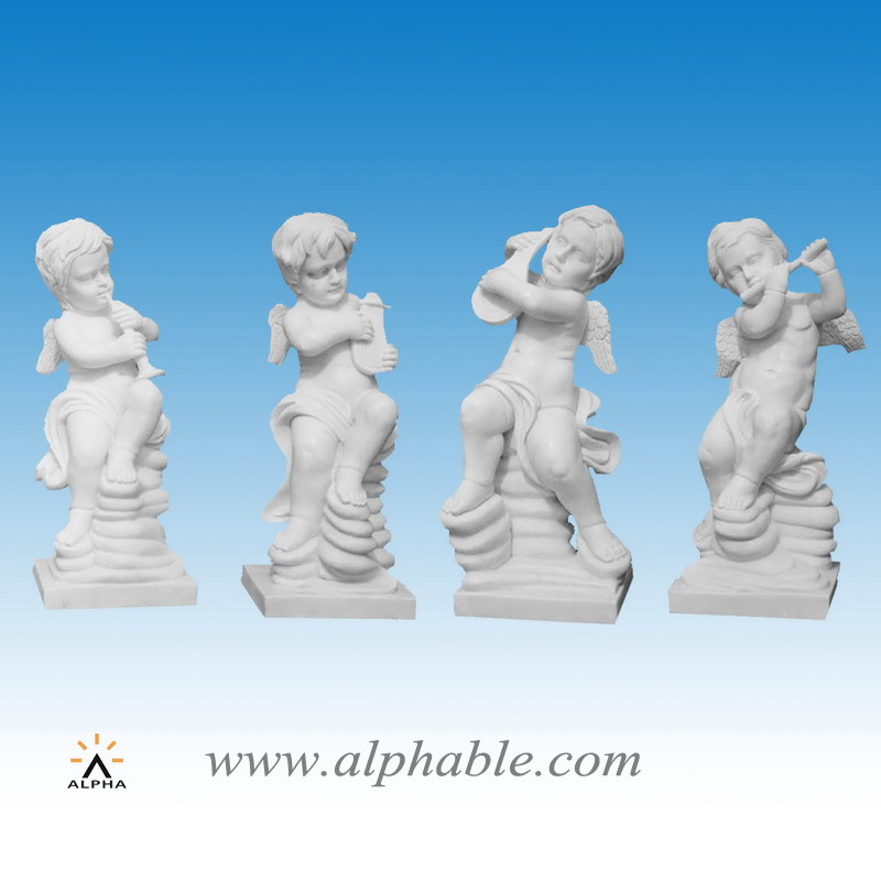Marble cherub sculpture