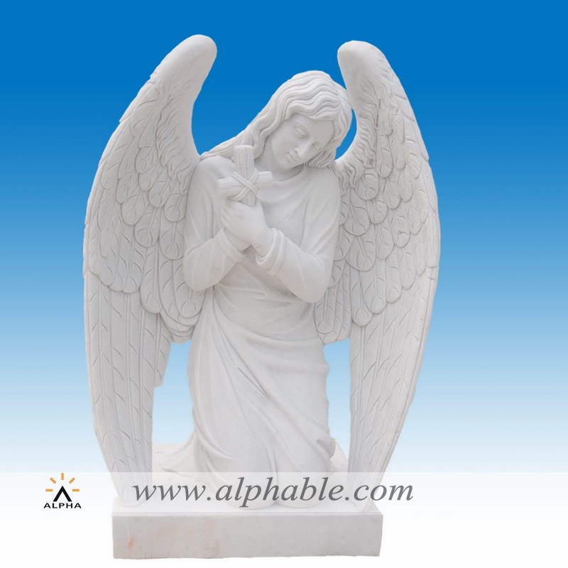 Marble kneeling sad angel statue, Marble kneeling sad angel statue SS-347