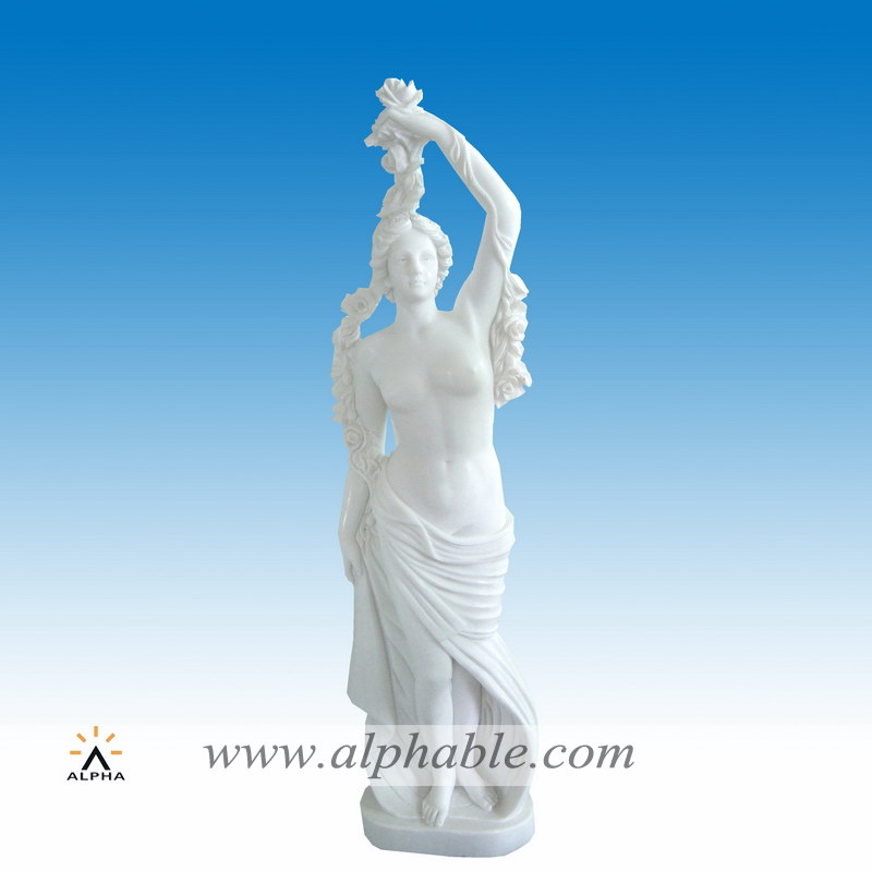 Marble flower goddess statue