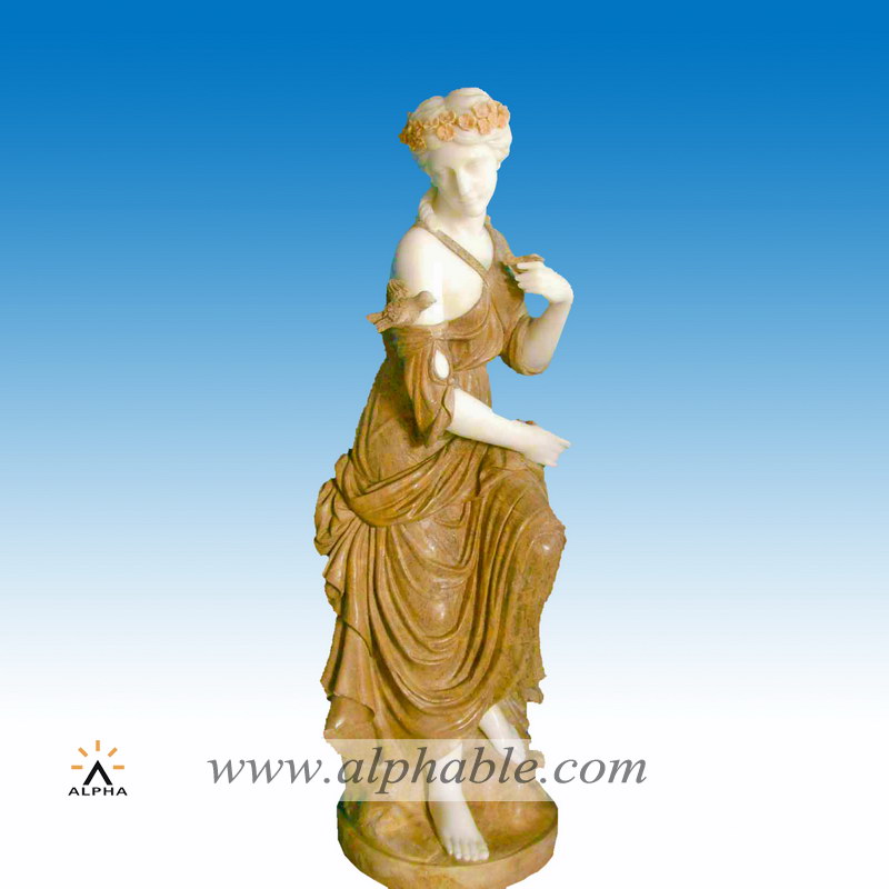Marble woman with birds statue, Marble woman with birds statue SS-129