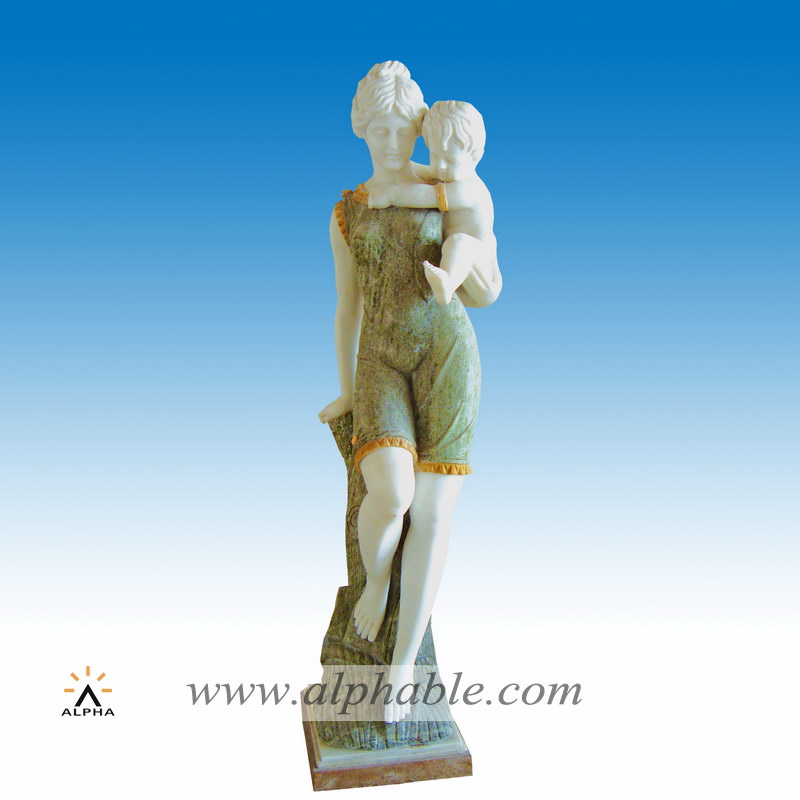 Marble mother and baby sculpture, Marble mother and baby sculpture SS-141