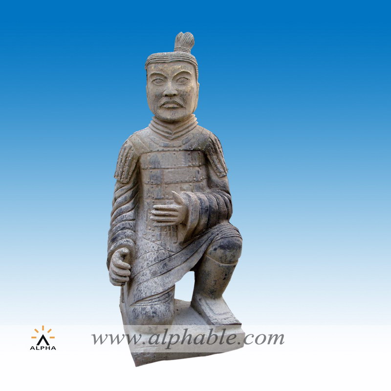 Marble Qin Dynasty Kneeling warrior statue