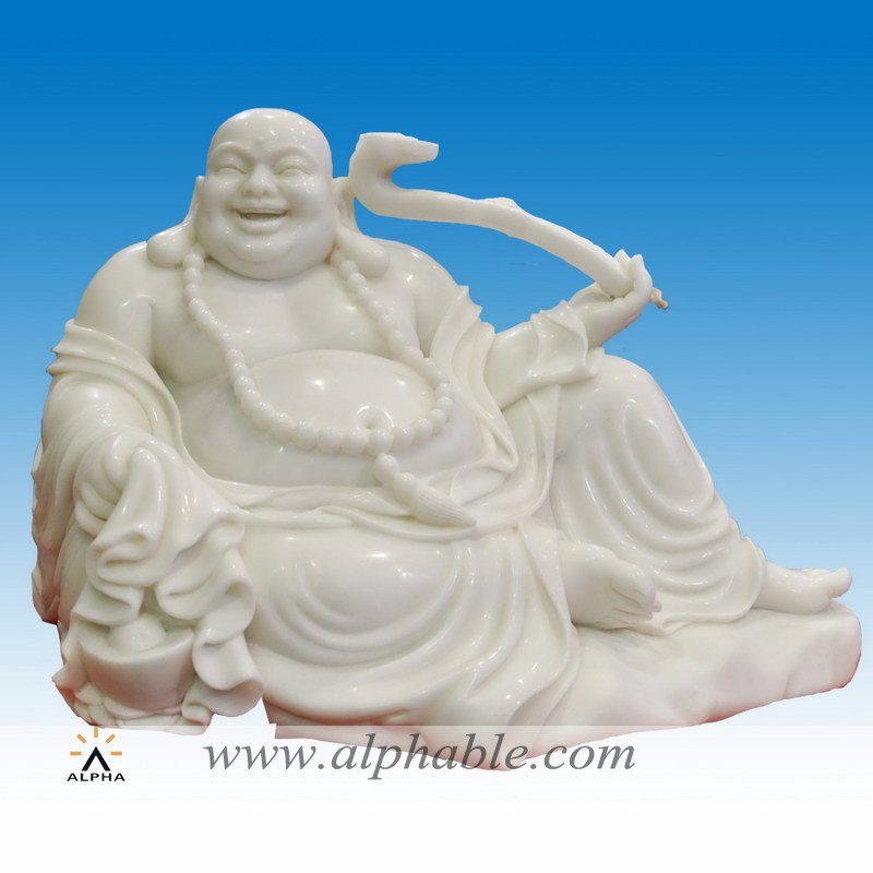 Marble laughing Buddha statue