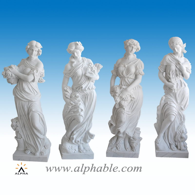 White Carrara marble statues