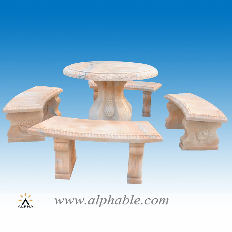 Marble table with bench STB-049, STB-049