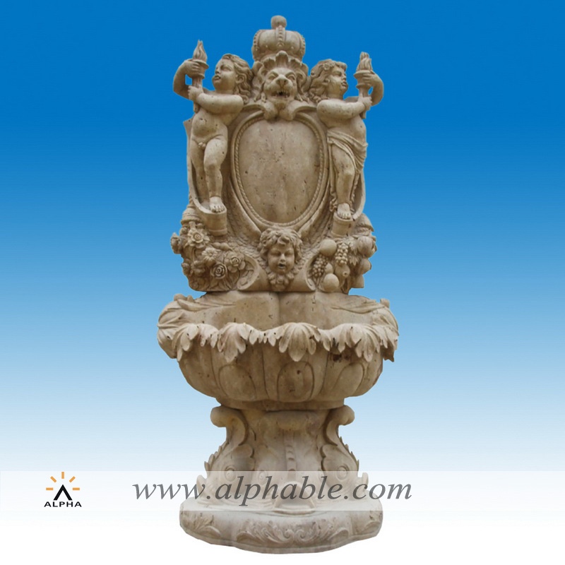 Carved stone wall water fountain SWF-015